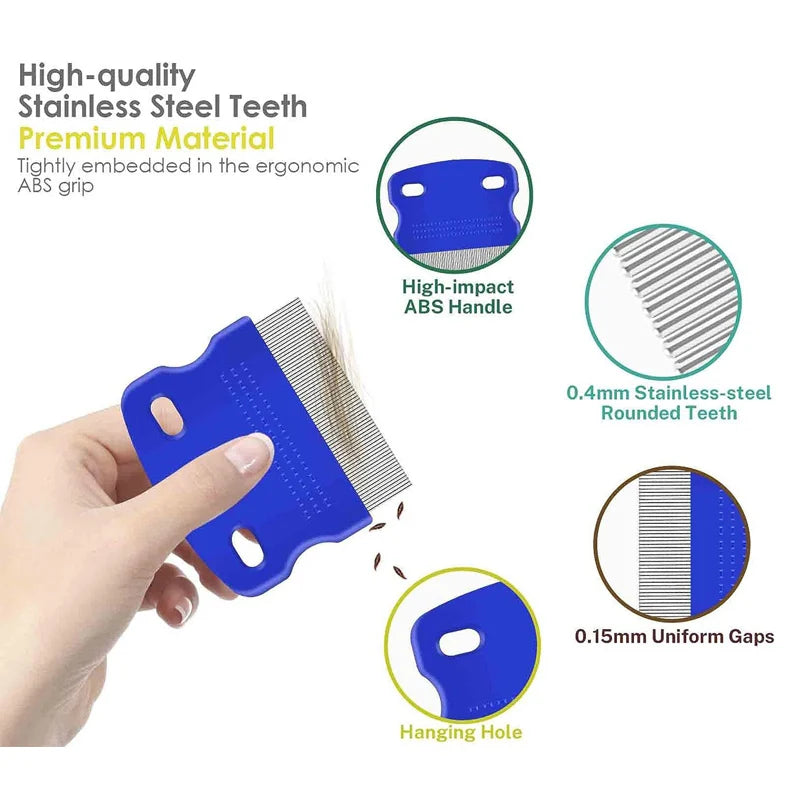 4pcs Pet Grooming Comb Set for Dogs & Cats – Removes Fleas, Lice & Loose Hair