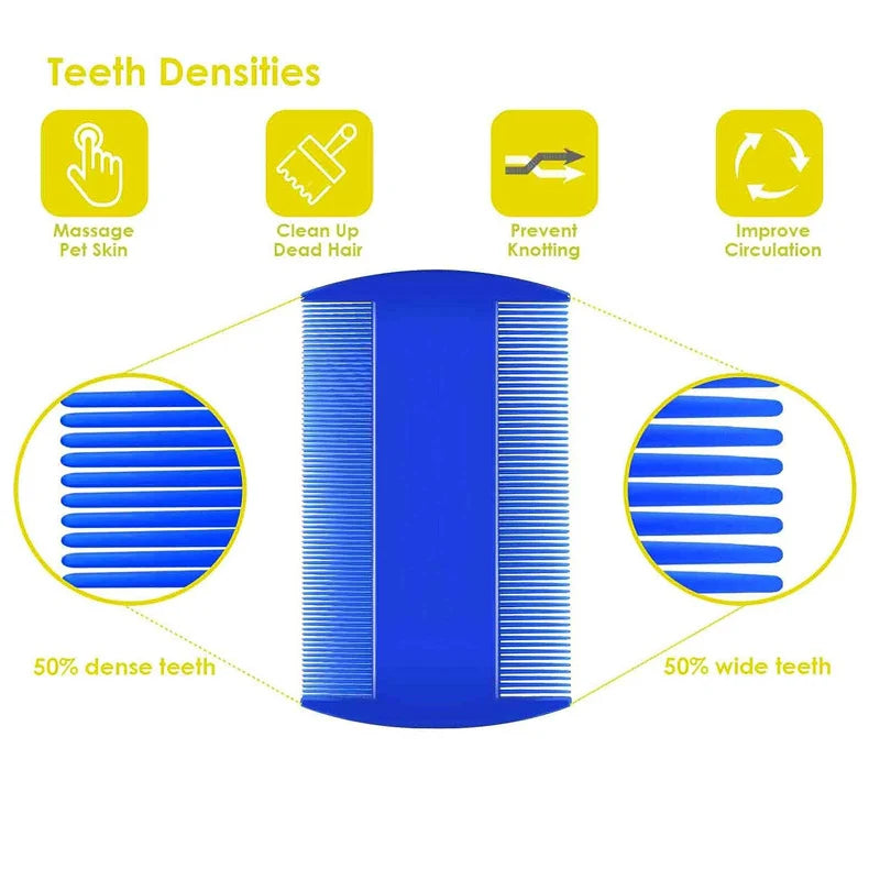 4pcs Pet Grooming Comb Set for Dogs & Cats – Removes Fleas, Lice & Loose Hair